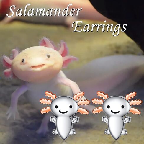 925 Sterling Silver Axolotl Earrings for Women Hypoallergenic Animal Axolotl Stud Earrings for Girls Salamander Birthday Gifts (Axolotl) in Saudi Arabia