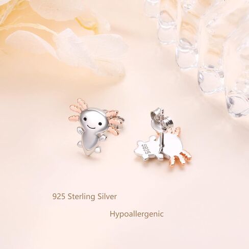 925 Sterling Silver Axolotl Earrings for Women Hypoallergenic Animal Axolotl Stud Earrings for Girls Salamander Birthday Gifts (Axolotl) in Saudi Arabia