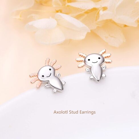 925 Sterling Silver Axolotl Earrings for Women Hypoallergenic Animal Axolotl Stud Earrings for Girls Salamander Birthday Gifts (Axolotl) in Saudi Arabia