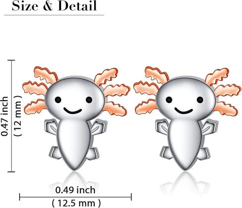 925 Sterling Silver Axolotl Earrings for Women Hypoallergenic Animal Axolotl Stud Earrings for Girls Salamander Birthday Gifts (Axolotl) in Saudi Arabia