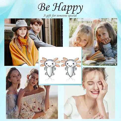 925 Sterling Silver Axolotl Earrings for Women Hypoallergenic Animal Axolotl Stud Earrings for Girls Salamander Birthday Gifts (Axolotl) in Saudi Arabia