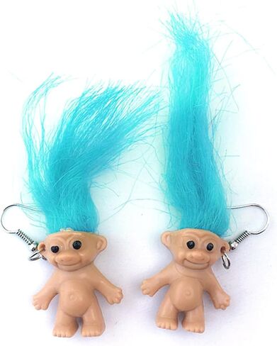 Lovely Ugly Doll Dangle Earrings, Cute Ugly Doll with Colorful Hair Drop Earrings for Women Men Funny Jewelry Gift in Saudi Arabia