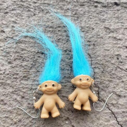 Lovely Ugly Doll Dangle Earrings, Cute Ugly Doll with Colorful Hair Drop Earrings for Women Men Funny Jewelry Gift in Saudi Arabia