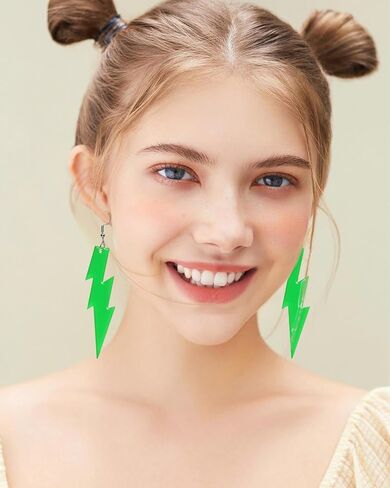 4 ازواج اقراط نيون بنمط الثمانينيات من جيلي، اقراط متدلية من الاكريليك بلون كاندي للنساء، اقراط متدلية ملونة رترو للنساء لحفلات الرقص التنكرية بنمط الثمانينيات in Kuwait