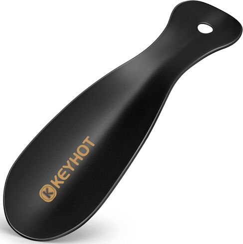 KEYHOT Metal Shoe Horn Small -7.5 Inch Mini Shoehorn -Stainless Steel Shoe Spoon Short for Seniors Kids (Black) in Saudi Arabia