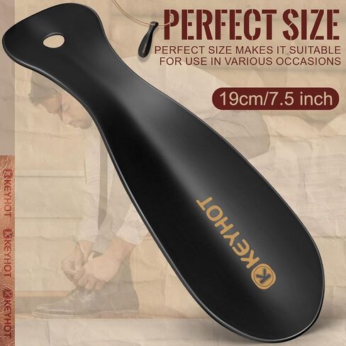 KEYHOT Metal Shoe Horn Small -7.5 Inch Mini Shoehorn -Stainless Steel Shoe Spoon Short for Seniors Kids (Black) in Saudi Arabia