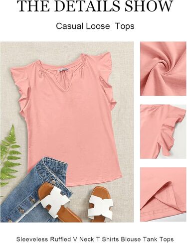 قمصان Kikula النسائية الصيفية اللطيفة العصرية ذات الأكمام القصيرة والرقبة على شكل حرف V، ملابس كاجوال أنيقة in Kuwait