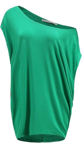 Womens Summer Casual Crew Neck T Shirts Sexy One Shoulder Off Batwing Oversized Blouse Tops in Kuwait