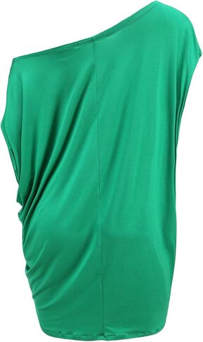 Womens Summer Casual Crew Neck T Shirts Sexy One Shoulder Off Batwing Oversized Blouse Tops in Kuwait