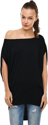Womens Summer Casual Crew Neck T Shirts Sexy One Shoulder Off Batwing Oversized Blouse Tops in Kuwait
