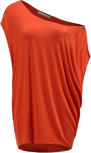 Womens Summer Casual Crew Neck T Shirts Sexy One Shoulder Off Batwing Oversized Blouse Tops in Kuwait