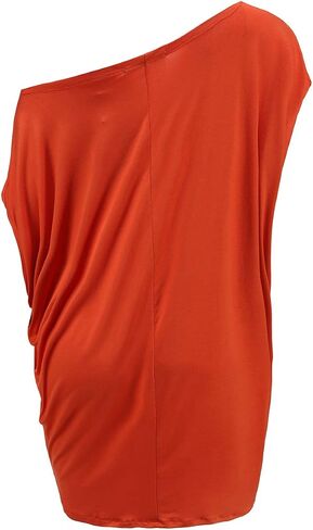 Womens Summer Casual Crew Neck T Shirts Sexy One Shoulder Off Batwing Oversized Blouse Tops in Kuwait