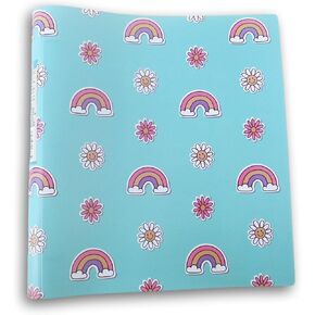 Kids' Colorful Patterned Flexible Poly 3 Ring Binder (Unicorns on Pink)