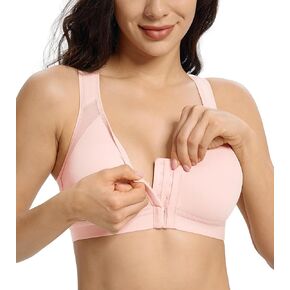 Lemorosy Women's Full Coverage Front Closure Posture Back Unpadded Wirefree Everyday Bra -Comfort and Double Support