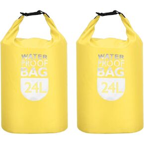 PATIKIL 6L Waterproof Dry Bags, 2 Pack Portable Dry Sack Roll Top Bag Lightweight Dry Storage Bag for Gym Kayaking Hiking Swimming Camping, Yellow