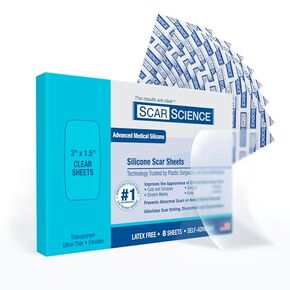 Medical Grade Silicone Scar Sheets, Small 3" Water-Resistant Silicone Scar Strips for Surgical Scars, 8 Breathable Silicone Gel Sheets for Scars w/Case