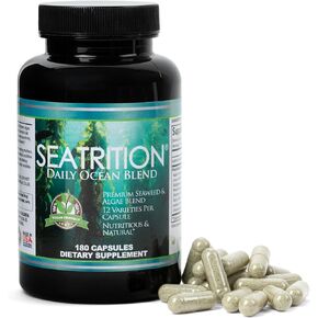 Seatrition Immune Thyroid Support Pure 12 Whole Seaweed Plants Vegan Friendly Natural Multi Vitamin Sea Minerals Wholefood Nutrition Supplement 180 Veg Capsules (2 Month Supply)