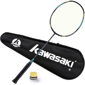 Kawasaki Badminton Racket Professional Graphite Badminton Set Lightweight High Tension Racquet for Attack & Defense-Passion P22 with Carrying Bag & Hand Grip (Get Strung)
