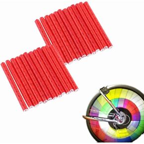 Yosoo 2Sets/24Pcs Wheel Spoke Reflector Mount Clips Warning Reflective Strip Tube Special for Night Cycling Riding, Red