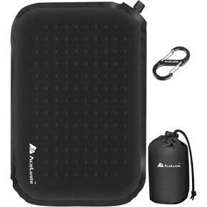 Inflatable Seat Cushion for Stadium Bleachers Lightweight Portable Car Airplane Sit Pad 15.7''×11.8''×2'', Foldable&Waterproof Memory Foam Chair Camping Hiking Office, Black/Military Green