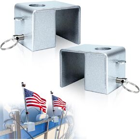 2 Pcs Pontoon Boat Flag Pole Holder Mount for 3/4" Flag Pole and 1 1/4" Square Rails ONLY，Heavy Duty Pontoon Boat Square Rail Mount, Pontoon Boat Accessories