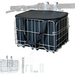 Folding Bike Front Basket Bike Basket Front with Removable Liner Bag Large Quick Release Design Bicycle Frame Basket Waterproof & Anti-Rust for Adult Women/Men Carrying Dogs, Pets, Fruit & Grocery