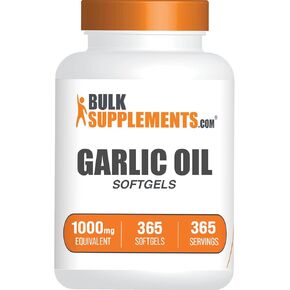 BulkSupplements.com Garlic Oil Softgels - Aged Garlic Supplements, Garlic Extract 1000mg Capsules - Gluten Free, 1 Softgel per Serving, 365 Count (Pack of 1)