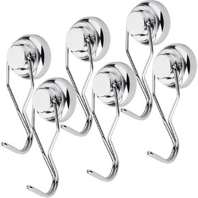 Magnetic Swivel Swing Hooks, 40lb Strong Heavy Duty Neodymium Magnet Hooks - Use for Home Kitchen Office Garage Outdoor Hanging(6 Pack)