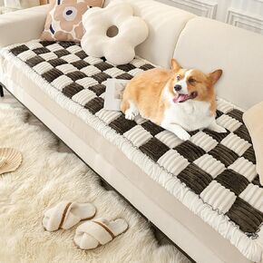 VISTABLUE Fuzzy Couch Covers for Pets, Couch Protector for Dogs Garden Chic Cotton Protective Couch Cover, Pet Mat Bed Couch Cover (Grey, 27.6 x 70.9in)