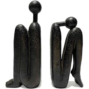 Unique Decorative Girl Thinker Bookends, Book Stopper Holder Nonskid, Book Ends for Shelves Living Room Office Home Decor, Resin, 1Pair/2Piece 6.5''