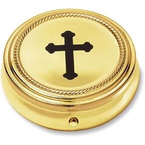Catholic Budded Cross Gold Toned Pyx Case, 2 1/4 Inch (Original Version)