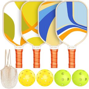 Sprypals Pink Pickleball Paddles، مجموعة من 4 كرات مخلل معتمدة من الولايات المتحدة الأمريكية مع 4 كرات مخلل وحقيبة حمل مضارب كرة مخلل خشبية فاخرة مع قبضة مريحة للمبتدئين والمحترفين هدايا للنساء والرجال