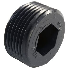 Caplugs ZTH91KA1 Plastic Hex Socket Threaded Plug. TH-9, HDPE, to Plug Thread Size 3/4-14", Black (Pack of 60)