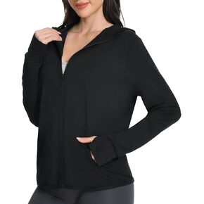 Women UPF 50+ UV Sun Protection Jacket Zip Up Hoodie Lightweight Long Sleeve Sun Shirt with Pocket for Running Hiking