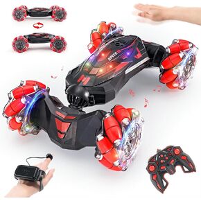1:10 Gesture Sensing RC Stunt Car, 2.4Ghz 4WD Hand Controlled RC Car, Toys for Ages 8-13, Hand Control Drift Remote Control Twist Cars Offroad 360° Rotation with Lights Music, Gifts for Kids