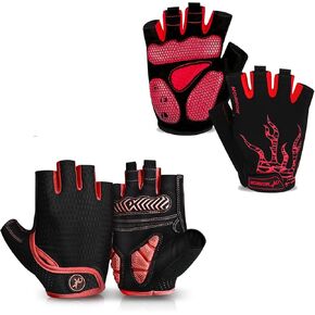 MOREOK Bike Gloves Exercise Workout Gloves AK050-one pair（Red-Medium） Bike Gloves Exercise Workout Gloves AK098-one pair（Red-Medium）