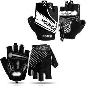BIKINGMOREOK Bike Gloves Bicycle Cycling Gloves MK121-one pair（Gray-Large） Bike Gloves Bicycle Cycling Gloves MK098-one pair -（Black-Large）