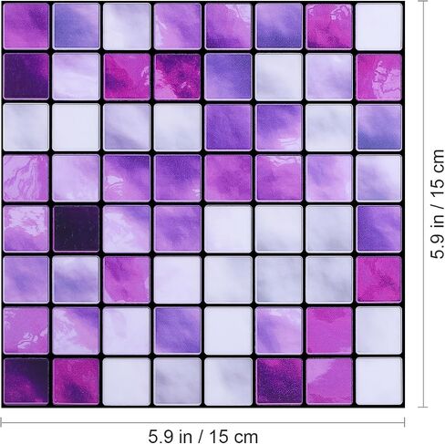 GARNECK Mosaic Wall Tile Stickers Purple Decorative Removable Waterproof DIY Self Adhesive Peel and Stick Wallpaper for Floor Kitchen Bathroom in Saudi Arabia