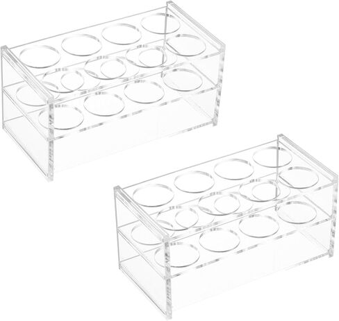 PATIKIL 8 Holes Tube Rack, 2Pcs 28mm Round Hole Acrylic Tube Holder Stand Suitable for Less Than 28mm Dia Tube for Laboratory Scientific Experiments, Clear in Saudi Arabia