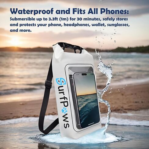 2L Waterproof Dry Bag - Multifunctional Waterproof Dry Pouch for Phone and Valuables - Essential for Outdoor Travel, Beach, Swimming, Boating, Camping (White) in Saudi Arabia