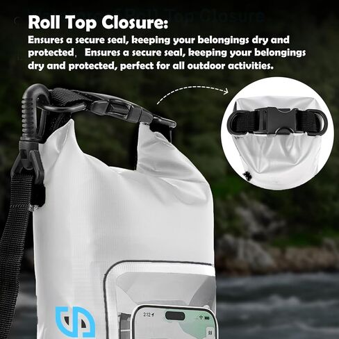 2L Waterproof Dry Bag - Multifunctional Waterproof Dry Pouch for Phone and Valuables - Essential for Outdoor Travel, Beach, Swimming, Boating, Camping (White) in Saudi Arabia