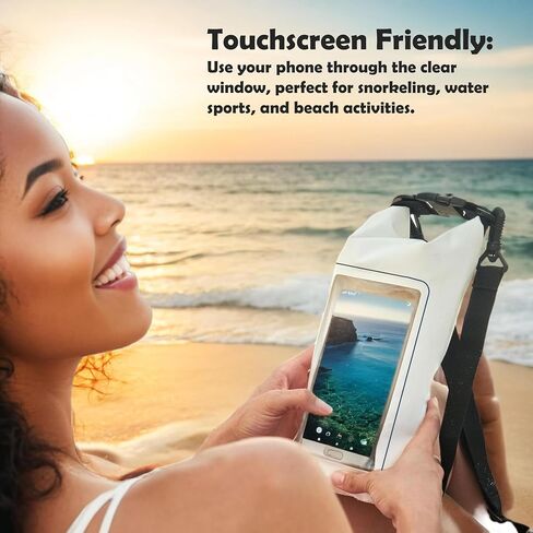2L Waterproof Dry Bag - Multifunctional Waterproof Dry Pouch for Phone and Valuables - Essential for Outdoor Travel, Beach, Swimming, Boating, Camping (White) in Saudi Arabia