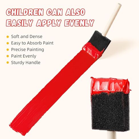 90 قطعة من فرش الطلاء الرغوية، فرش الطلاء الرغوية 1 بوصة، فرش إسفنجية للرسم، فرش إسفنجية بمقبض خشبي للرسم، الورنيش، والمشروعات اليدوية اليدوية in Kuwait