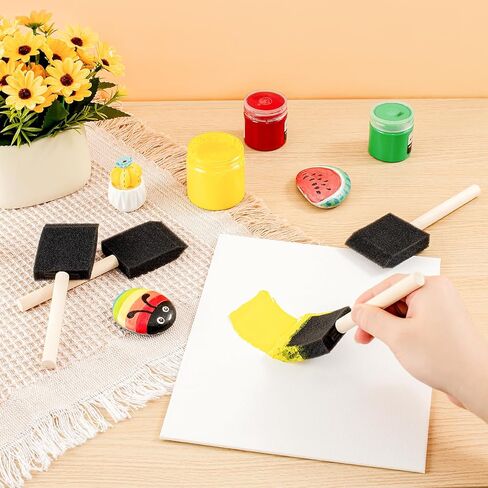 90 قطعة من فرش الطلاء الرغوية، فرش الطلاء الرغوية 1 بوصة، فرش إسفنجية للرسم، فرش إسفنجية بمقبض خشبي للرسم، الورنيش، والمشروعات اليدوية اليدوية in Kuwait