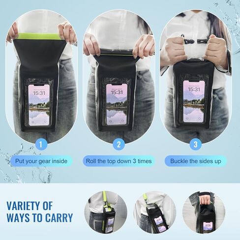 Waterproof Dry Bag,Roll Top Waterproof Backpack Phone Case Pouch for Travel,Kayaking,Rafting,Camping,Surfing,Boating,Hiking,Beach and Fishing (2 L Black+Black) in Saudi Arabia