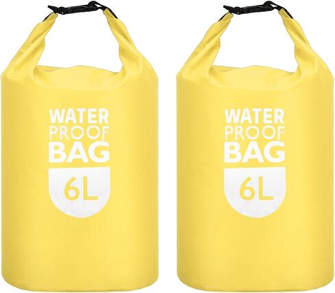 PATIKIL 6L Waterproof Dry Bags, 2 Pack Portable Dry Sack Roll Top Bag Lightweight Dry Storage Bag for Gym Kayaking Hiking Swimming Camping, Yellow in Saudi Arabia