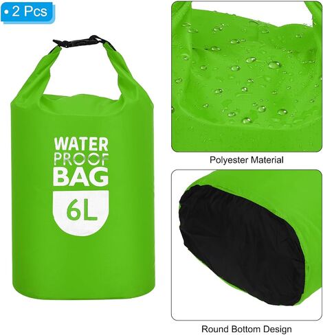 PATIKIL 6L Waterproof Dry Bags, 2 Pack Portable Dry Sack Roll Top Bag Lightweight Dry Storage Bag for Gym Kayaking Hiking Swimming Camping, Yellow in Saudi Arabia