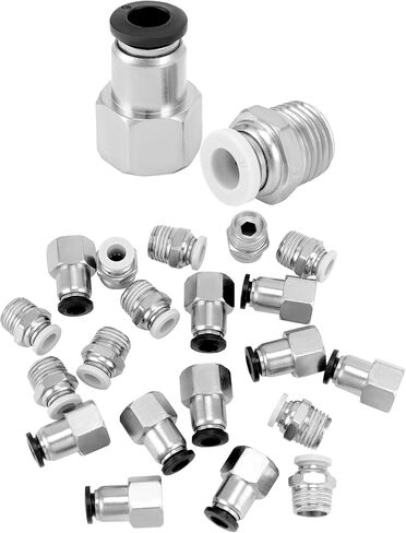 QWORK 20 Pack Pneumatic Push to Connect Air Fittings, 1/4 Inch Tube OD x 1/4 Inch NPT Male Thread + 1/4 Inch Tube OD x 1/4 Inch NPT Female Thread, for Air Lines Fittings Thread Pneumatic Fitting in Saudi Arabia