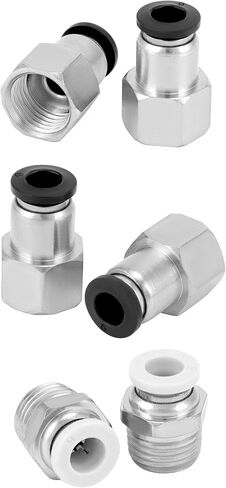 QWORK 20 Pack Pneumatic Push to Connect Air Fittings, 1/4 Inch Tube OD x 1/4 Inch NPT Male Thread + 1/4 Inch Tube OD x 1/4 Inch NPT Female Thread, for Air Lines Fittings Thread Pneumatic Fitting in Saudi Arabia