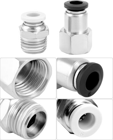 QWORK 20 Pack Pneumatic Push to Connect Air Fittings, 1/4 Inch Tube OD x 1/4 Inch NPT Male Thread + 1/4 Inch Tube OD x 1/4 Inch NPT Female Thread, for Air Lines Fittings Thread Pneumatic Fitting in Saudi Arabia